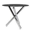 Chrome Cross X Legs Round Black Top Glass Dining Table Office Kitchen Furniture