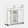 Bathroom Floor Storage Cabinet w/ 2 Sliding Doors Cupboard White 4 Wheels