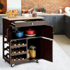 3-Tier Kitchen Island Kitchen Cart Racks Rolling Storage Trolley Cart Brown