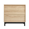 Chest Of 3 Drawer Sideboard Cabinet Storage Unit Bedroom Rattan with Black Metal