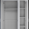 Matte 3 Door Wardrobe White Storage Cupboard with Shelves Rail Bedroom Furniture