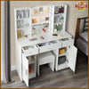 Dressing Table With Drawers Mirror Stool Set Makeup Desk Vanity Table + 10 Bulbs