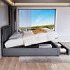 VELVET OTTOMAN STORAGE BED FRAME GAS LIFT UP 4FT6 DOUBLE SIZE WITH DRAWER