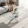 Modern Coffee Table Clear Tempered Glass Living Room Sofa Side End Table X Shape