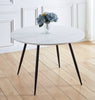 Dining Table, White Marble Effect Top Kitchen Table, Round Table with Metal Legs