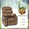 Larger Kids Recliner Chair Adjustable Velvet Fabric Lounge Sofa Recliner-Coffee