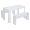 Compact Dining Table and 2 Bench Chairs Set Home Kitchen Office Study Furniture
