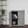 Grey Wooden Garden Storage Cabinet Weather-Resistant Magnetic Closure 2 Shelves