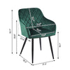 2pcs Dining Chairs Armchairs Velvet Upholstered Soft Padded Seat Back Metal Legs