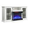 White Cabinet Entertainment Unit Living Room with 3 LED Flame Electric Fireplace