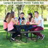8-Person Outdoor Portable Picnic Table Bench Set w/Umbrella Hole & 4 Benches