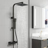 8-Inch Exposed Thermostatic Shower Mixer Bathroom Twin Head Square Bar Set Black
