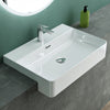White Semi Recessed Bathroom Basin Ceramic Countertop Sink Rectangle Washbasin