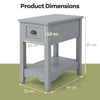 Bedside Table Set of 2 Bedroom Compact Table with Drawer & Storing Shelf-Grey