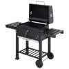 Outdoor XL Smoker Charcoal BBQ Grill Portable Garden Barbecue Trolley with Shelf