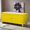 Upholstered Bed End Bench Accent Lounge Sofa Window Seat 2 Doors Storage Cabinet