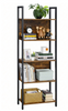 Tall 5 Tier Rustic Bookcase Slim Industrial Bookshelf Storage Unit Display Shelf