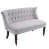 Velvet-Feel French Two-Seat Lounger Couch with Wood Frame, Grey
