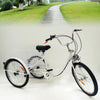 24" Adult Tricycle 6 Speeds White 3 Wheel Bicycle Cruise Trike W/ Basket & Lamp