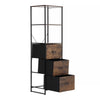 Industrial Rustic Wood Storage Cabinet with Shelves & Fabric Drawers Metal Legs