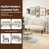 Modern Wooden Sofa Chair Armless Loveseat Sofa Fabric Two-Seater Couch Beige