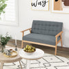 2-seat Cushioned Couch Linen Loveseat Sofa-Grey