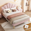 UPHOLSTERED PLATFORM BED 5 FT KING BED FRAME WITH HEADBOARD VELVET FABRIC PINK