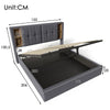 Ottoman Storage Grey Linen Upholstered Bed Frame 5ft King Bed with Headboard