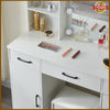 Dressing Table LED Light Makeup Desk w/Mirror and Stool Cabinet Drawer Shelves