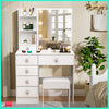 Vanity Dressing Table Set Makeup Desk with 3-Color LED Lighted Mirror 6 Drawers