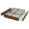 Double Iron Bed Frame Heavy-Duty Platform Bed Base Mattress Foundation w/Drawers