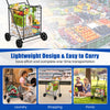 83L Folding Shopping Cart Metal Grocery Utility Cart Versatile Rolling Cart
