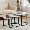 MODERN SET OF 3 MARBLE EFFECT NEST OF TABLE ROUND SIDE TABLE WITH METAL FRAME