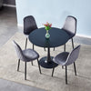 Modern Black Round Table with Metal Legs Living Dining Room Kitchen Furniture