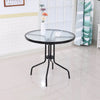 Large 105CM Glass Top Garden Dining Table Parasol Hole Bistro Outdoor Furniture