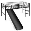 96CM Kids Low Loft Bed Frame Single Size Steel Bed Mid Sleeper w/Ladder & Slide