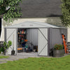 Grey Outdoor Lockable Garden Shed Storage Room Locking Door Sheds 10x12ft UK