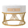 Set of 2 Round Nesting Coffee Table Side Table with 1 Drawer for Living Room