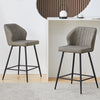 2 Pcs PU Bar Stools Restaurant Bar Stools Soft Padded Seat Back Metal Legs Grey