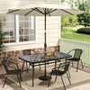 150cm Rectangular Garden Dining Table with Parasol Hole THICK Tempered Glass Top