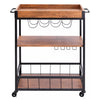 Industrial Kitchen Island Cart 3-Tier Rolling Bar Serving Trolley With Wine Rack