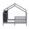 Toddler Wood Bed Frame Grey Childrens Kids Junior Bedroom Bedframe W Blackboard