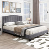 Double Size Platform Bed Modern Upholstered Bed Frame-Grey