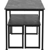 Dining Table and Chairs Set Wood Marble Effects Table Dining Set 2 Bench Seats
