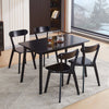 4pcs Black Solid Wood Dining Chairs Practical Kitchen Chairs Curved Backrest