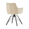 2x Beige 360° Swivel Dining Chairs Velvet Padded Seat Dining Room Chair Modern