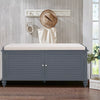 Shoe Cabinet Rack Storage 2 Door Padded Seat Cupboard Footwear Stand Wooden Unit