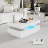 Coffee Table with Storage Drawers & LED Strips White Tea Table for Living Room