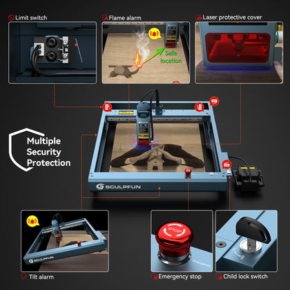 1* Sculpfun SF-A9 20W Laser Engraver with Ultra-Fine Spot & Auto Air Assist UK