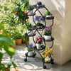 Heavy Duty Metal Plant Stand Double Layer Flower Pot Rails Rack Wheeled Casters